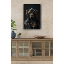 Gangsta Siyah Köpek Yağlı Boya Görünümlü Hd Dijital Baskı Dikey Kanvas Tablo 21312