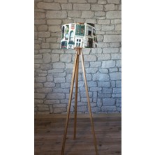 Ağaç Ustası Düz 3 Ayak Tripod Lambaderabajur Köşe Lambası Ahşap Naturel Ağaç Dekor Lamba Aplik Masif Doğal