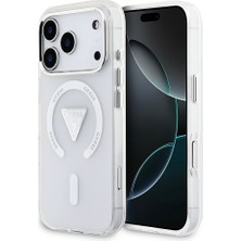 iPhone 17 Pro Kılıf Guess Lisanslı M-Safeli Iml Baskılı Üçgen Logolu Metal Kamera Çerçeveli Şeffaf