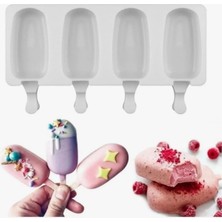 4 Bölmeli Beyaz Renkli Silikon Dondurma Yapma Kalıbı
