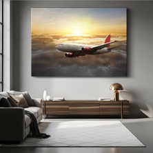 Yolcu Uçağı Günbatımı Bulutlar Kanvas Tablo Havayolu Ticari Seyahat Tablo