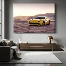 Ferrari F12 Berlinetta Italyan Kanvas Tablo Süper Otomobil Sarı Maranello Tablo