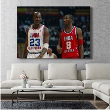 GülsenArt Michael Jordan ve Kobe Bryant Kanvas Duvar Tablosu Hd Dijital Baskı Yatay Kanvas Tablo