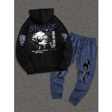 Amor Man Büyük Beden Özel Tasarım Kapüşonlu Dream Bıg Sırt Baskılı Hip Hop Kışlık Erkek  Eşofman Takımı