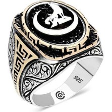 Gumush Hk Gümüş Erkek Yüzük Hilal Bozkurt Oval |Gümüş Takı Hediyelik Ürünler