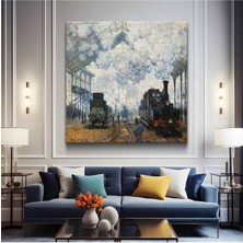 Claude Monet Saint-Lazare Garı Tren Istasyonu Kanvas Tablo Duvar Tablosu Dekoratif Ressam Tablosu