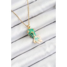 MCM Group 316L Çelik Zincir Yeşil Balık Model Gold Renk Kadın Kolye - Lisinya