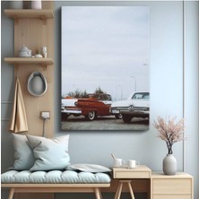 Amerikan Klasik Arabalar Ikilisi Kanvas Tablo Detroit Nostaljik Otomobiller Tablo