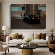 GülsenArt Toyota Supra Siyah Modifiyeli Kanvas Tablo Japon Spor Otomobil Tuning Tablo