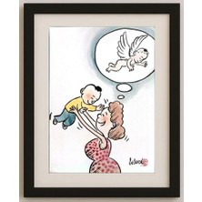 Karikatural Lie Wei 29X21CM Orijinal Karikatür Tablo