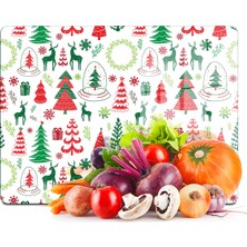 Decovetro Cam Kesme Tahtası ve Sunumluk Karışık Yılbaşı Desenli 20X30 cm