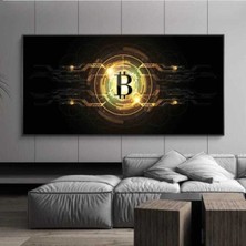Dekoratif Bitcoin Hd Dijital Baskı Yatay Kanvas Tablo Ofis Işyeri Duvar Dekoru