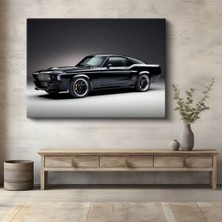 Ford Mustang Siyah Modifiye Kanvas Tablo Klasik Amerikan Arabası Tablo