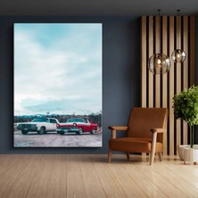 Amerikan Arabalar Ikili Retro Kanvas Tablo Detroit Klasik Otomobiller Tablo