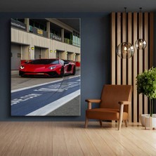 Lamborghini Aventador Pist Kırmızı Kanvas Tablo Italyan Boğası Süpersport Tablo