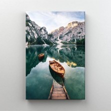 GülsenArt Hd Dijital Baskı Dikey Kanvas Tablo Göl ve Kayık Ofis Oturma Odası Işyeri Dekorasyonu