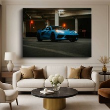 Chevrolet Corvette C8 Gece Kanvas Tablo Görünümü Amerika Spor Otomobil Tablo