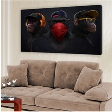 3 Maymun Görmedim,duymadım,bilmiyorum Tablo Hd Dijital Baskı Yatay Kanvas Tablo 4326
