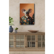 GülsenArt Kıyafet Giymiş Koala Portre Yağlı Boya Görünümlü Hd Dijital Baskı Dikey Kanvas Tablo 52