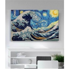 GülsenArt Van Gogh Yıldızlı Gece Özel Elmas Mozaik Hd Dijital Baskı Yatay Kanvas Tablo Ofis Dekoru