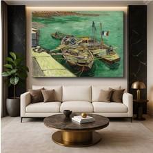 Vincent Van Gogh Rhône Nehri Tekneler Su Resmi Kanvas Tablo Duvar Tablosu Dekoratif Ressam Tablosu