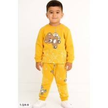 Hümazade Sarı Ayıcık 4-5-6 Yaş Çocuk Alt Üst Takım Pijama Takım