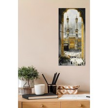 KutuTR Mekke Kapısından Kâbe Manzaralı Temperli Cam Dik Tablo 30X60 cm Uv Baskı - DCT065