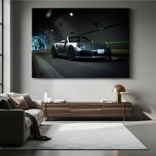 Porsche 911 Turbo S Kanvas Tablo Cabriolet Tünel Gümüş Convertible Stuttgart Tablo