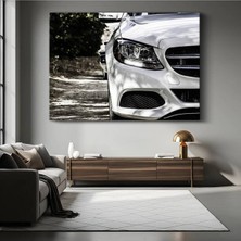 Mercedes-Benz C Serisi Ön Kanvas Tablo Alman Far Detaylı Lüks Sedan Tablo