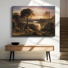 GülsenArt Samuel Palmer Gün Batımı Pastoral Manzara Kanvas Tablo Duvar Tablosu Dekoratif Ressam Tablosu