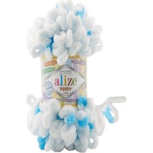 Alize Puffy Beyazlı - Mavili 5 Adet Colar : 6472