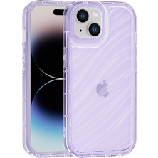 Vissona iPhone 15 Uyumlu Telefon Kılıfı Kamera Çıkıntılı Kabartmalı Parlak Desenli Darbe Emici Silikon Kılıf