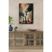GülsenArt Satranç Taşları ve Hamlesi Hd Dijital Baskı Dikey Kanvas TABLO3232