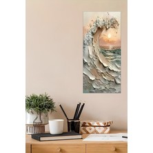 KutuTR Okyanus Dalgası ve Gün Batımı Temalı Temperli Cam Dik Tablo 30X60 cm Uv Baskı - DCT059