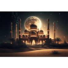 Gece Manzaralı Cami Hd Baskı Kanvas Tablo Hd Dijital Baskı Yatay Kanvas Tablo Dekoratif