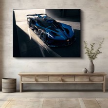 Bugatti Bolide Mavi Yarış Kanvas Tablo Konsept Otomobil Hypercar Fransa Tablo