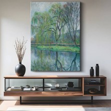 Claude Monet Söğüt Ağaçları Su Yansıması Kanvas Tablo Duvar Tablosu Dekoratif Ressam Tablosu