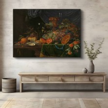 Jan Van Huysum Zengin Sofra Natürmort Sanatı Kanvas Tablo Duvar Tablosu Dekoratif Ressam Tablosu