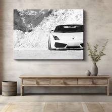 Lamborghini Gallardo Beyaz Spor Kanvas Tablo Italyan Otomobil Profil Tablo
