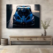 Bugatti Bolide Ön Cephe Kanvas Tablo Fransa Mavi Hipercar Teknolojisi Tablo