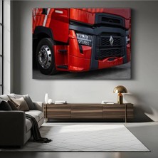 GülsenArt Renault Kamyon Kırmızı Çekici Kanvas Tablo Ön Detay Fransız Tasarımı Tablo