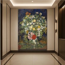 GülsenArt Vincent Van Gogh Vazo Krizantem Çiçekleri Kanvas Tablo Duvar Tablosu Dekoratif Ressam Tablosu