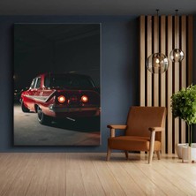 Chevrolet Impala Gece Kırmızı Kanvas Tablo Klasik Amerikan Detroit Arabası Tablo