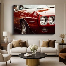 Pontiac Firebird Kırmızı Klasik Kanvas Tablo Amerikan Muscle Car Detroit Tablo