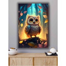 GülsenArt Baykuş Dijital Baskı Çocuk Odası Hd Dijital Baskı Dikey Kanvas Tablo Oturma Odası Çocuk Odası Dekoru