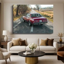Chevrolet Nova Kırmızı Klasik Kanvas Tablo Amerikan Sedan Detroit Muscle Tablo