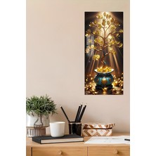 KutuTR Altın Para Ağacı Temalı Temperli Cam Dik Tablo 30X60 cm Ebadında Uv Baskı - DCT089