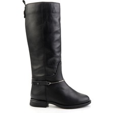 Bambi Siyah Hakiki Deri Kadın Çizme K03724260703