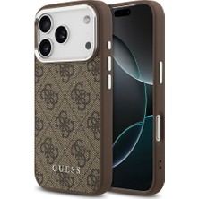 Guess Lisanslı Kılıf iPhone 17 Pro Max Uyumlu Arka Kapak Kahverengi Darbe Koruması Özellikli