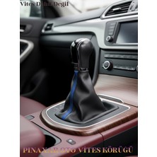 Üniversal Vites Körüğü Siyah Deri Mavi Şerit Spor Dikiş Özel Tasarım Tüm Araçlara Uyumlu